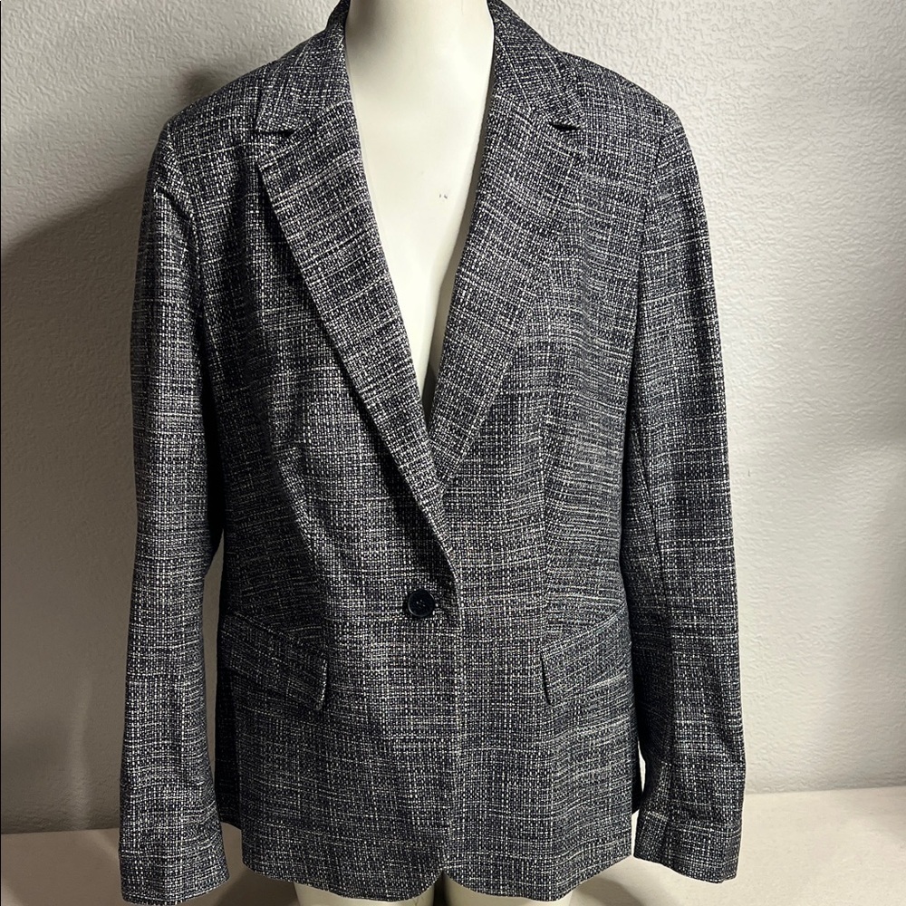 Lane Bryant Blazer Size 16 Black White Tweed Textured One Button Jacket